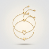 Gold Heart & Lightning Charm Bracelet Set