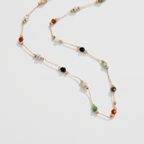 Gold Multicolor Stone Bead Necklace