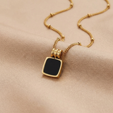 Gold Black Onyx Pendant Necklace