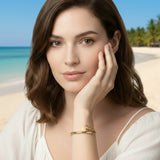 Gold Opal Bracelet Women | Luxury Screw Bangle Stainless Steel