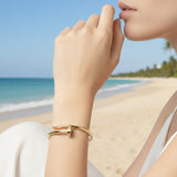 Gold Opal Bracelet Women | Luxury Screw Bangle Stainless Steel