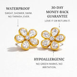 Gold Crystal Flower Stud Earrings