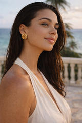 Gold Rose Stud Earrings