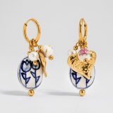 Gold Ceramic Tulip Drop Earrings