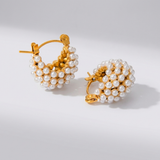 Gold Pearl Hoop Earrings