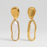 Gold Baroque Pearl Drop Earrings
