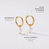 Gold Freshwater Pearl Hoop Earrings