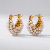 Gold Pearl Hoop Earrings