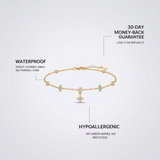 Gold Crystal Charm Anklet