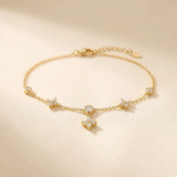Gold Crystal Charm Anklet