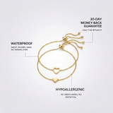 Gold Heart & Lightning Charm Bracelet Set