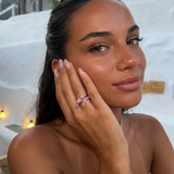 Pink Crystal Flower Open Ring