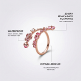 Pink Crystal Flower Open Ring