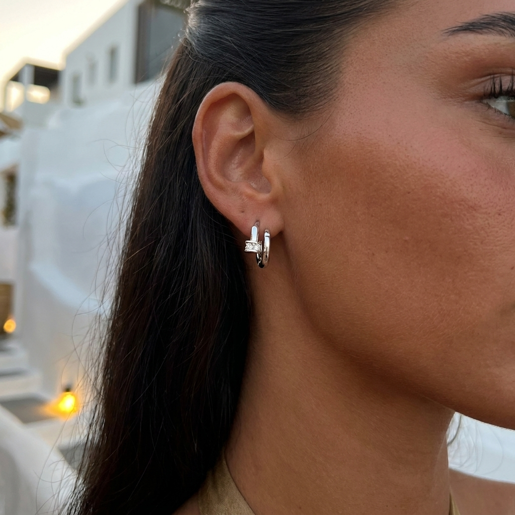 Crystal Huggie Hoop Earrings