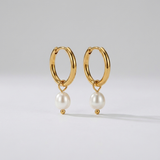 Gold Freshwater Pearl Hoop Earrings