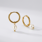 Gold Freshwater Pearl Hoop Earrings