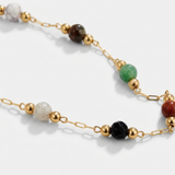 Gold Multicolor Stone Bead Necklace