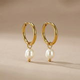Gold Freshwater Pearl Hoop Earrings