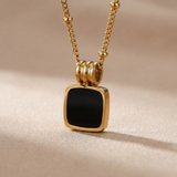 Gold Black Onyx Pendant Necklace