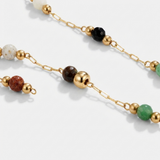 Gold Multicolor Stone Bead Necklace
