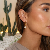 Gold Freshwater Pearl Hoop Earrings