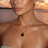 Gold Black Onyx Pendant Necklace