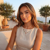 Gold Multicolor Stone Bead Necklace