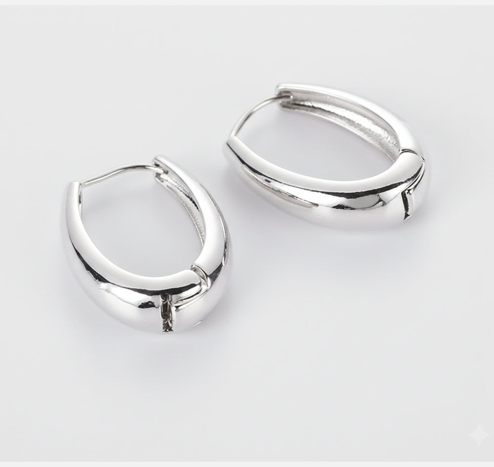 Geo Hoop Earrings Women Gold Geometric