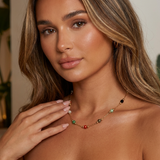 Gold Multicolor Stone Bead Necklace
