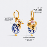 Gold Ceramic Tulip Drop Earrings