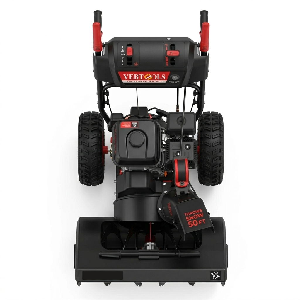 VebTools 212cc 2-Stage Gas Snow Blower with Electric Start, 24-Inch Clearing Width, Power Steering & Heated Hand Grips — Built for Heavy Snowfall & Icy Conditions