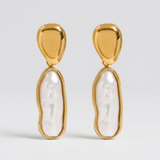Gold Baroque Pearl Drop Earrings