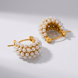 Gold Pearl Hoop Earrings