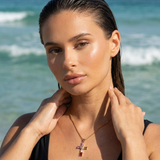Gold Crystal Cross Necklace