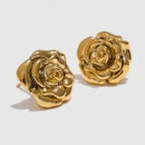 Gold Rose Stud Earrings