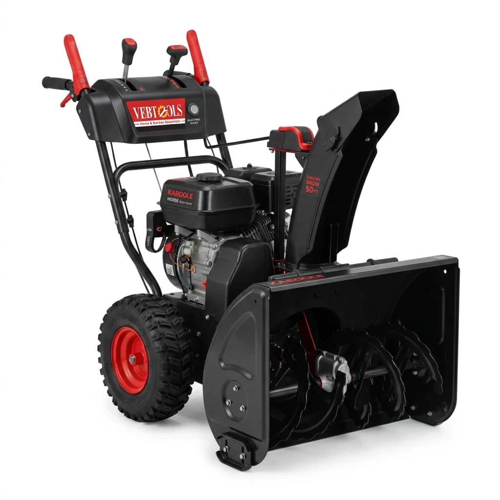 VebTools 212cc 2-Stage Gas Snow Blower with Electric Start, 24-Inch Clearing Width, Power Steering & Heated Hand Grips — Built for Heavy Snowfall & Icy Conditions