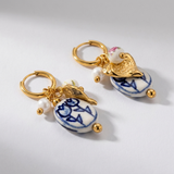 Gold Ceramic Tulip Drop Earrings