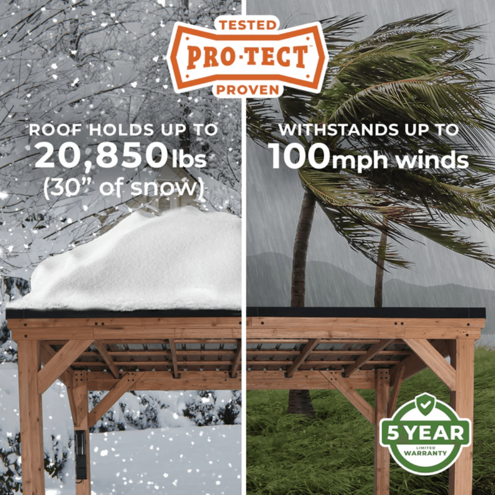 Backyard Discovery Kingsport 20′ x 20′ Cedar Wood Carport with Steel Roof