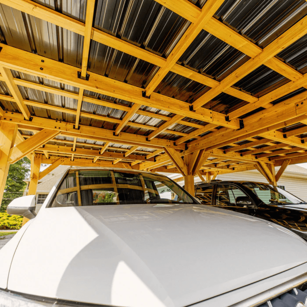 Backyard Discovery Kingsport 20′ x 20′ Cedar Wood Carport with Steel Roof