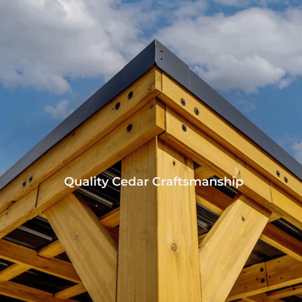 Backyard Discovery Kingsport 20′ x 20′ Cedar Wood Carport with Steel Roof