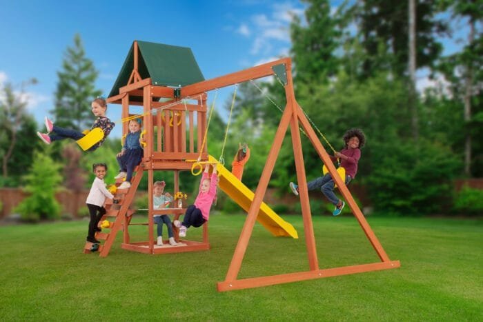 Creative Cedar Designs Cedar Cottage Wooden Swing Set