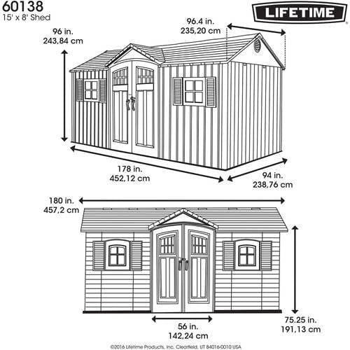 Lifetime 15′ x 8′ Shed (Side Entry)