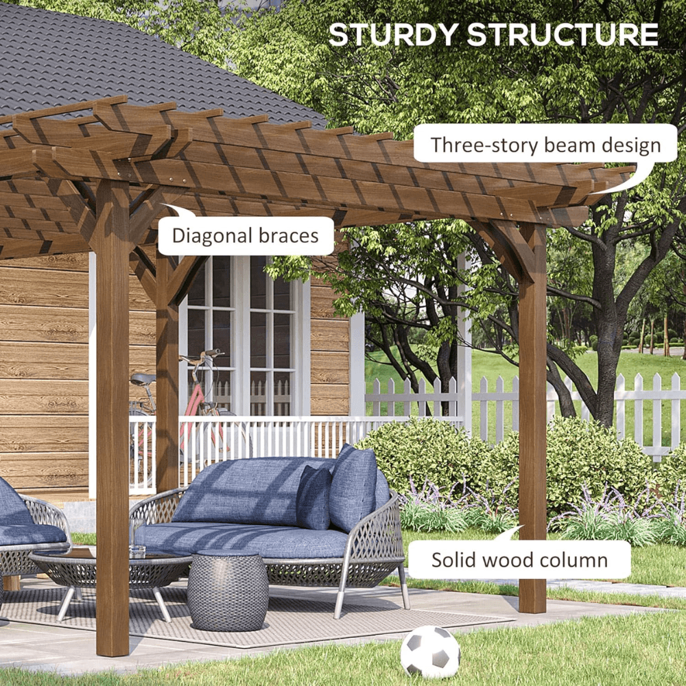 Outsunny 12′ x 20′ DIY Deck Outdoor Wood Pergola