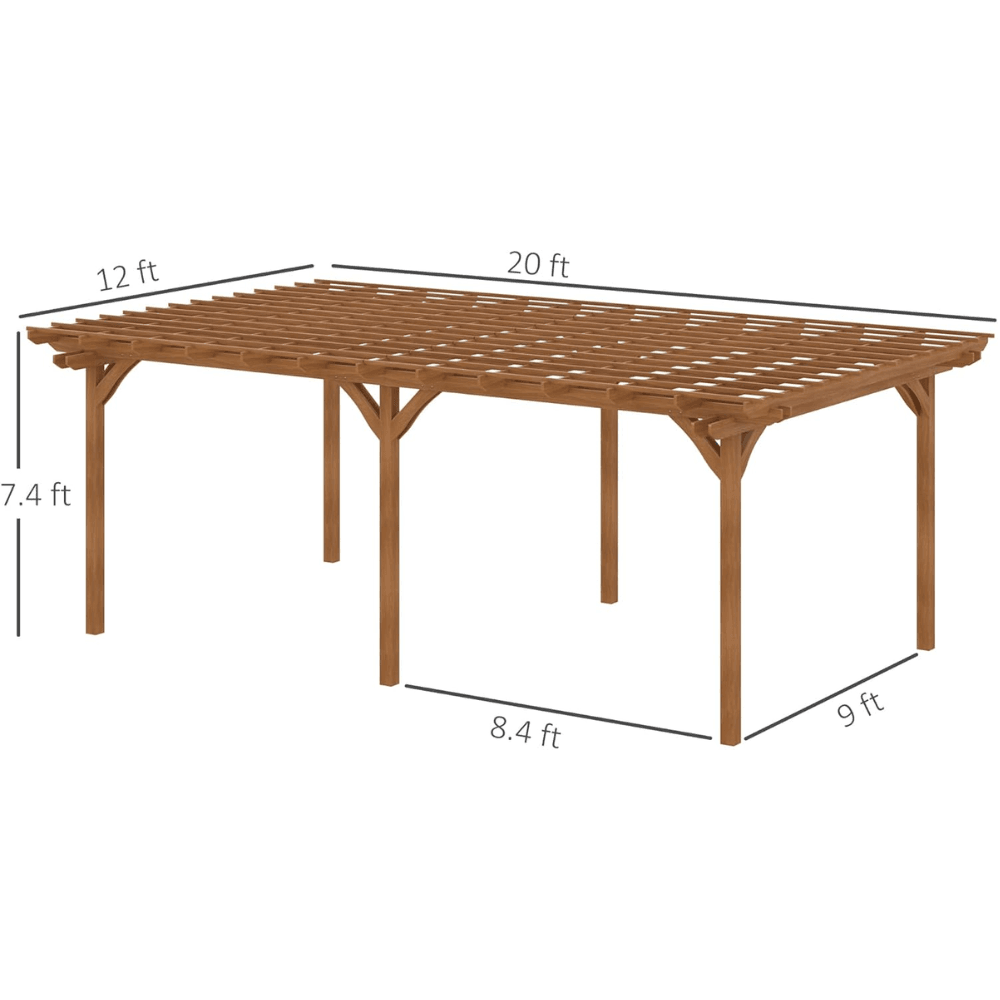Outsunny 12′ x 20′ DIY Deck Outdoor Wood Pergola