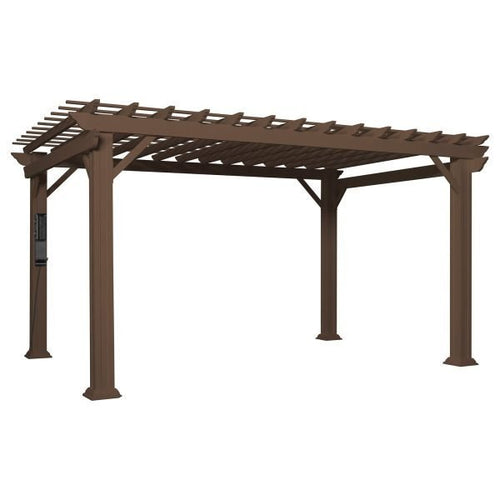 14×12 Ashford Traditional Steel Pergola With Sail Shade Soft Canopy