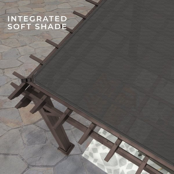 14×12 Ashford Traditional Steel Pergola With Sail Shade Soft Canopy