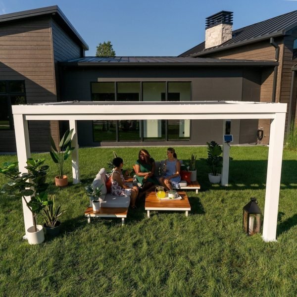 14×10 Windham Modern Steel Pergola With Sail Shade Soft Canopy