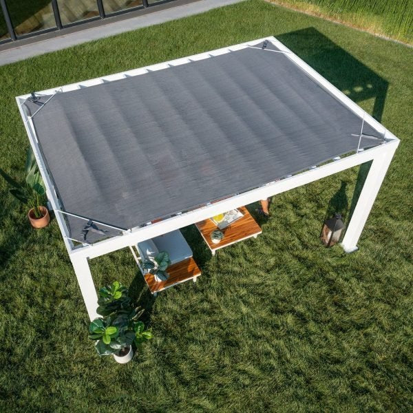 14×10 Windham Modern Steel Pergola With Sail Shade Soft Canopy