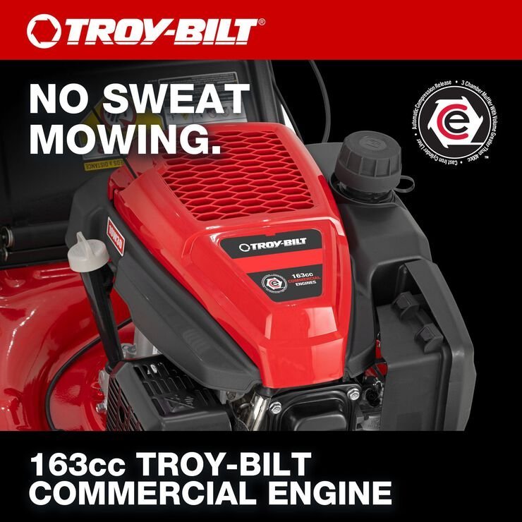 Troy-Bilt 21" 163cc Gas Powered Walk-Behind Push Lown Mower