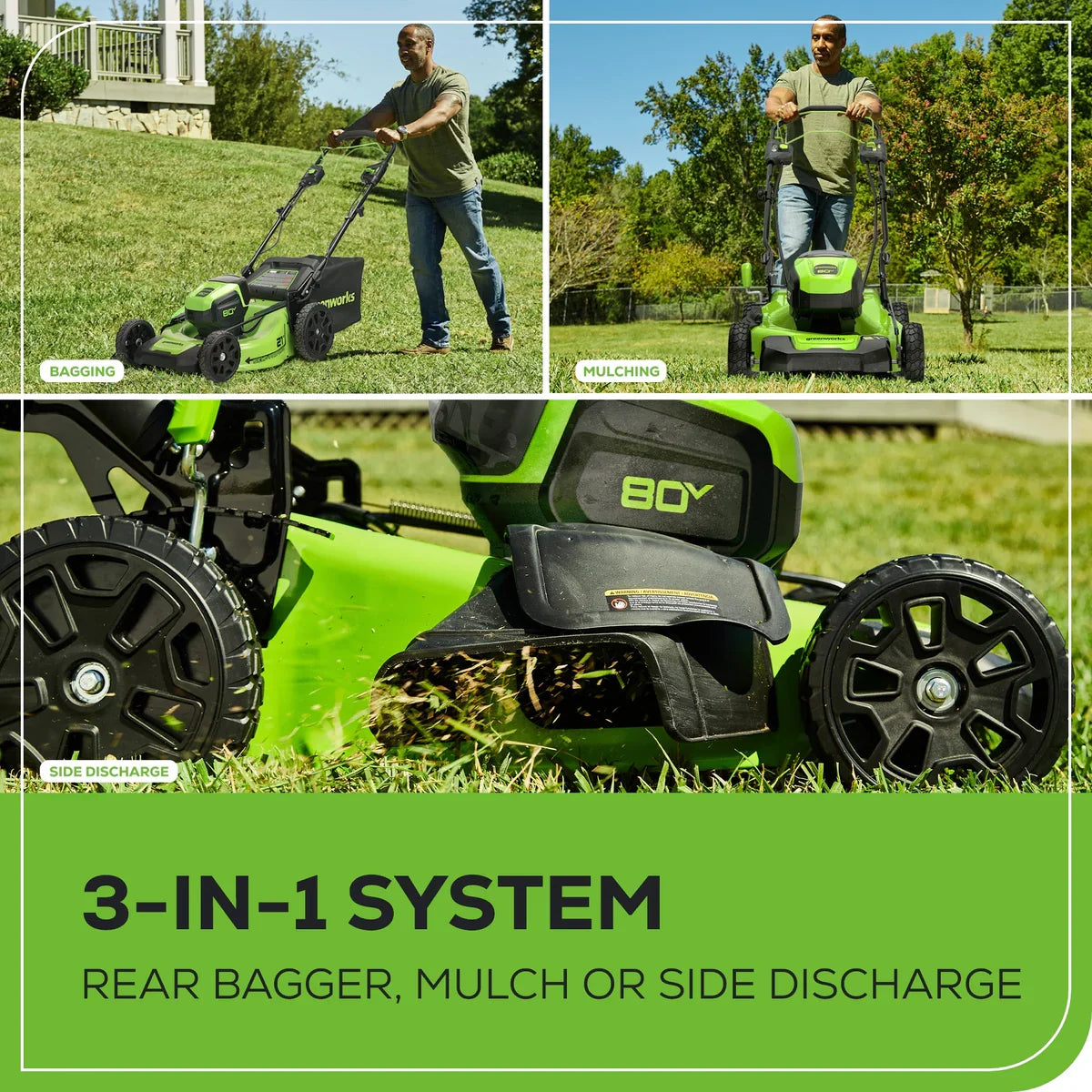 Greenworks 80V 21" Cordless Battery Brushless Self-Propelled Mower 3pc Combo Kit